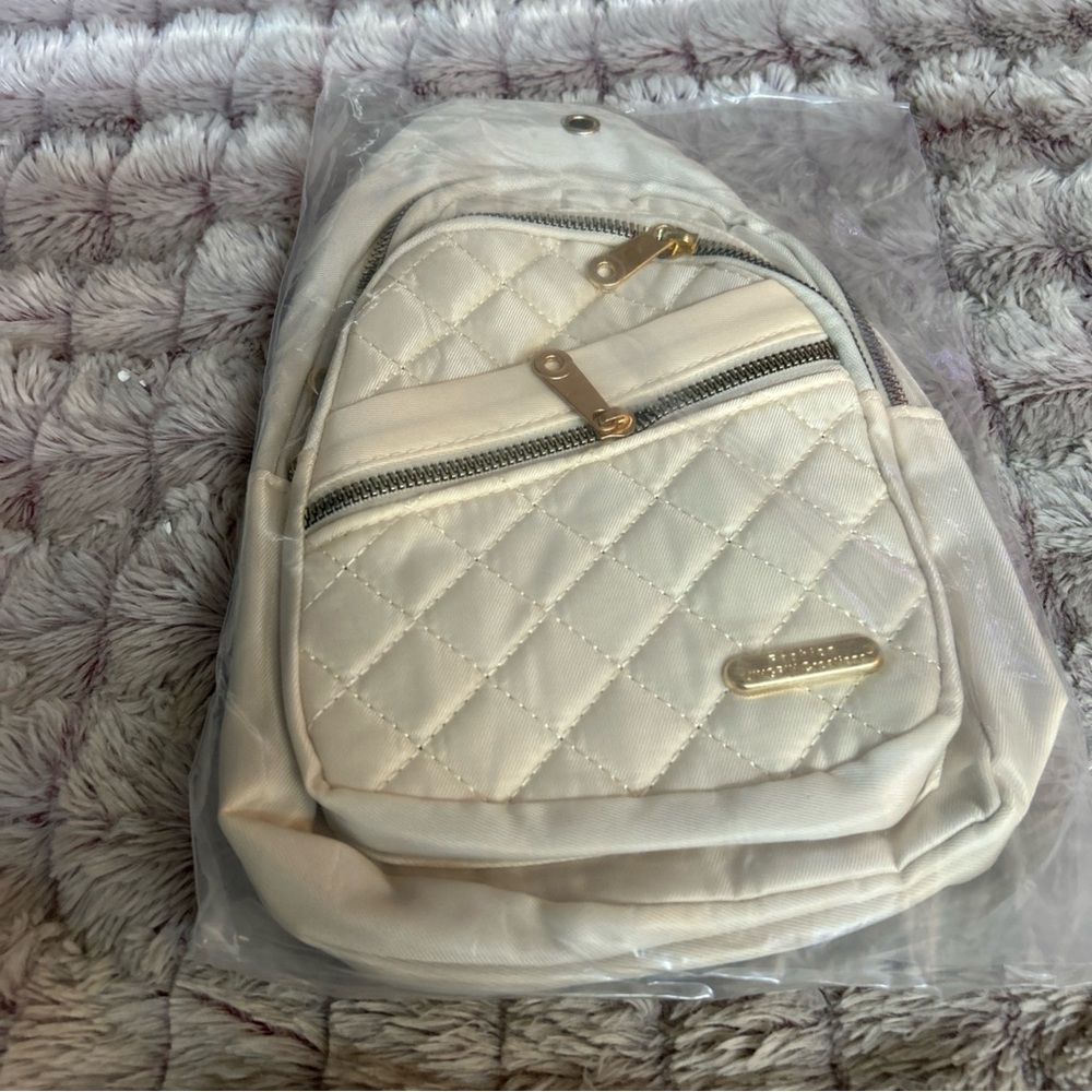 Sling Crossbody Bags For Women Trendy Fanny Pack Backpack Off white